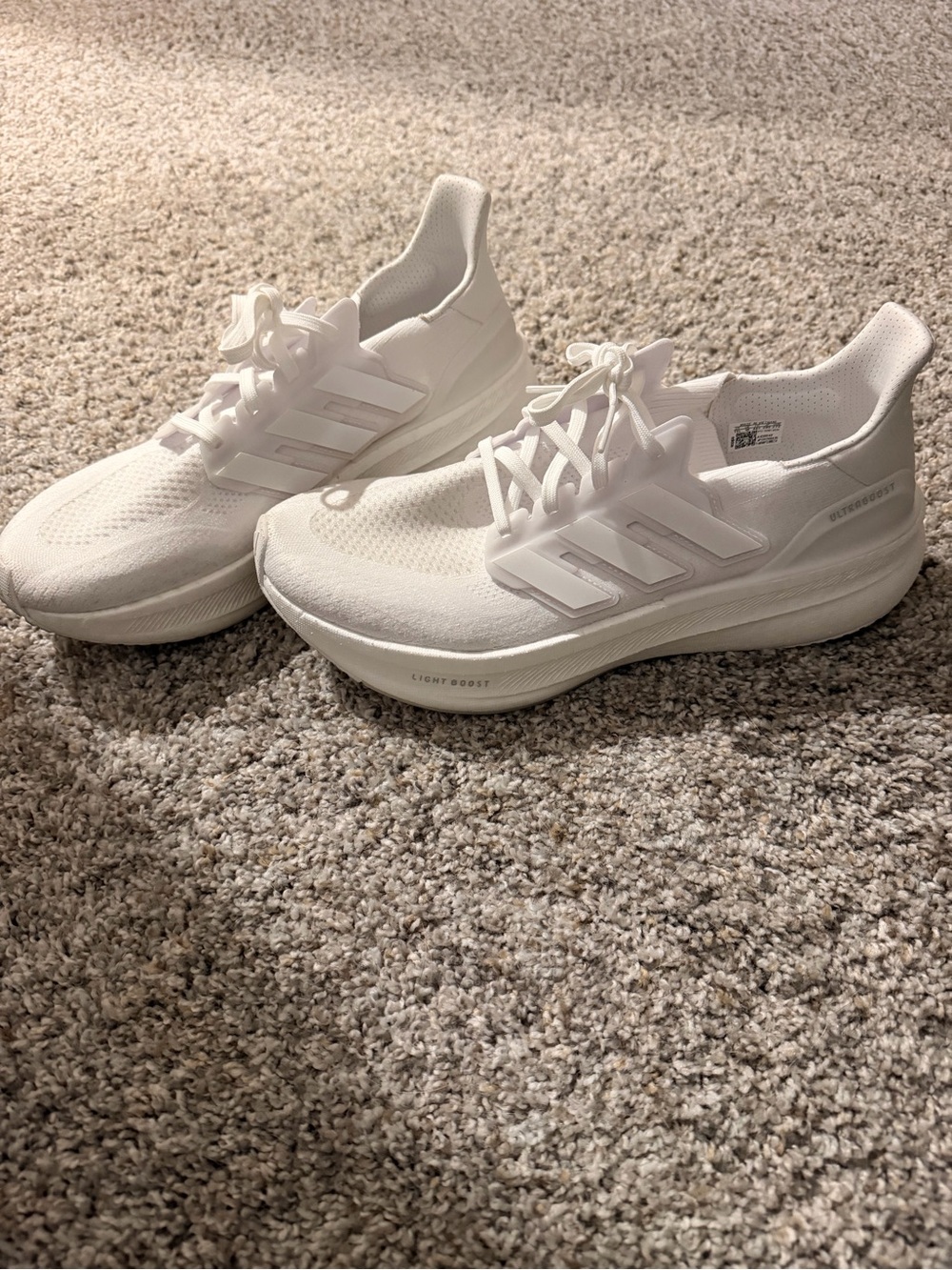 Adidas Lightboost/Ultraboost White Athletic Running Sneakers - Picture 4 of 8